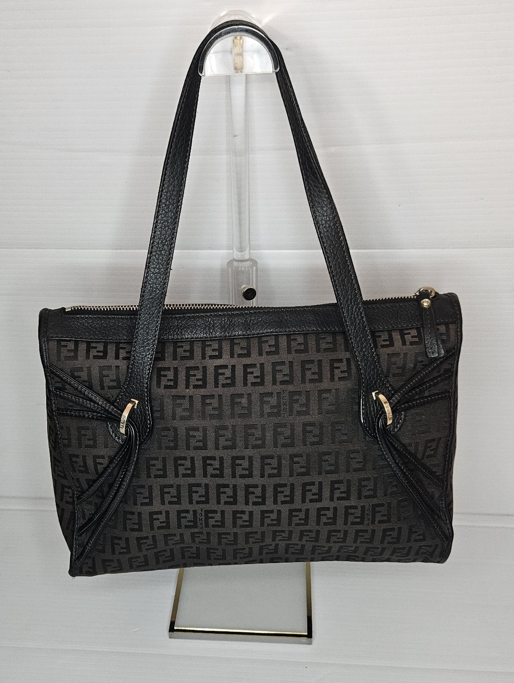 Vintage Fendi Zucchino Canvas Monogram Top Handle Bag – Dark Brown